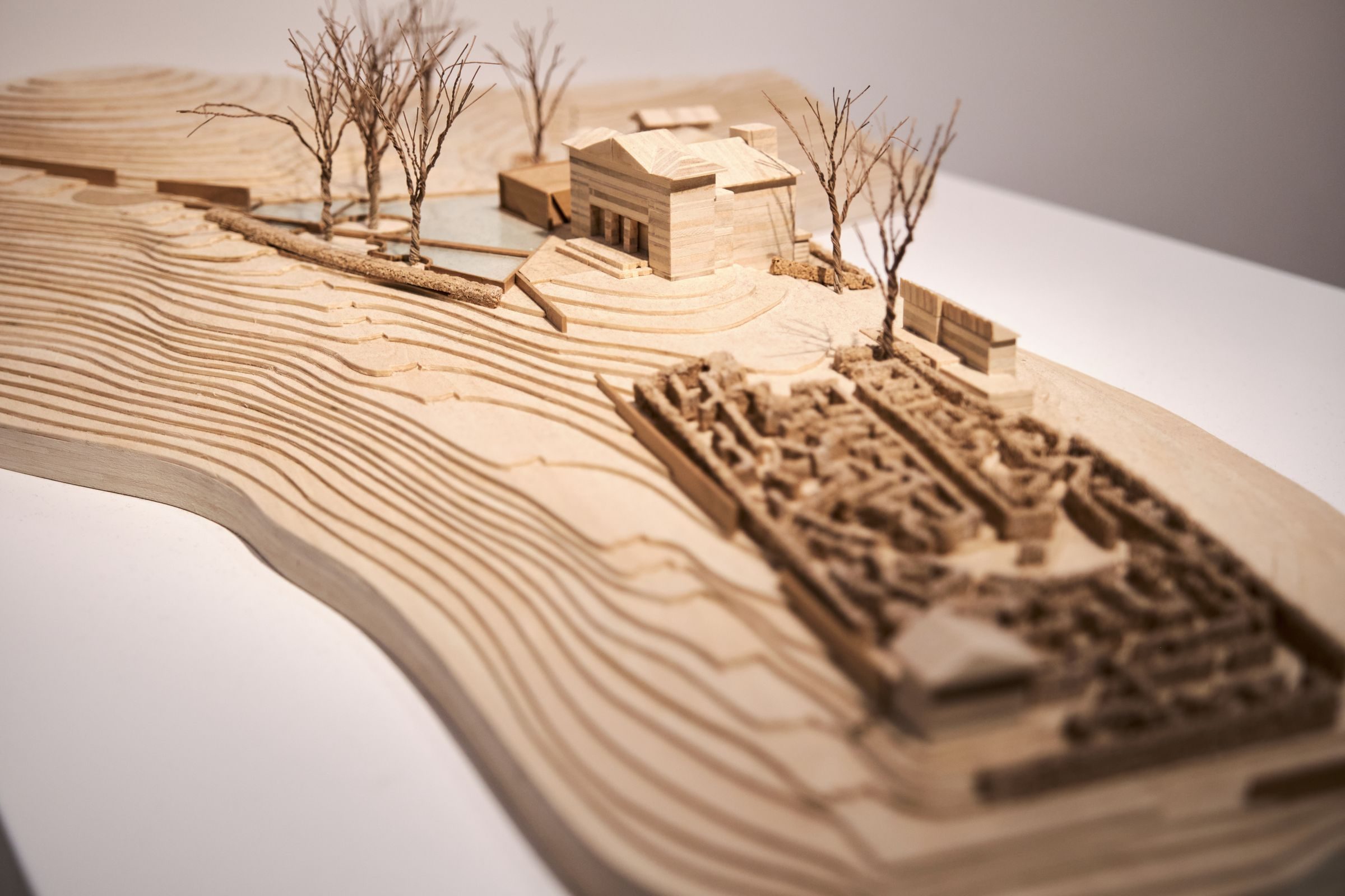 Maquette en bois d’une maison et de son terrain